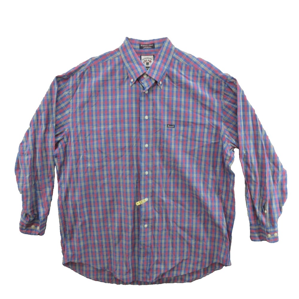Faconnable Mens Shirt Extra Large Casual Plaid Long Sleeve 100% Cotton VTG 90s